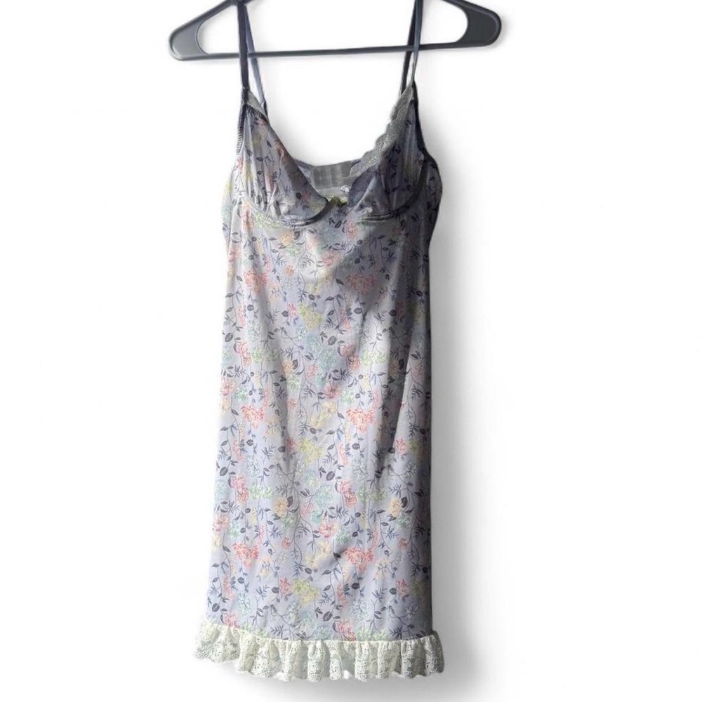 Floral satin and lace floral slip dress